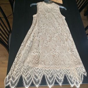 New - Blush, mock-neck, lace dress